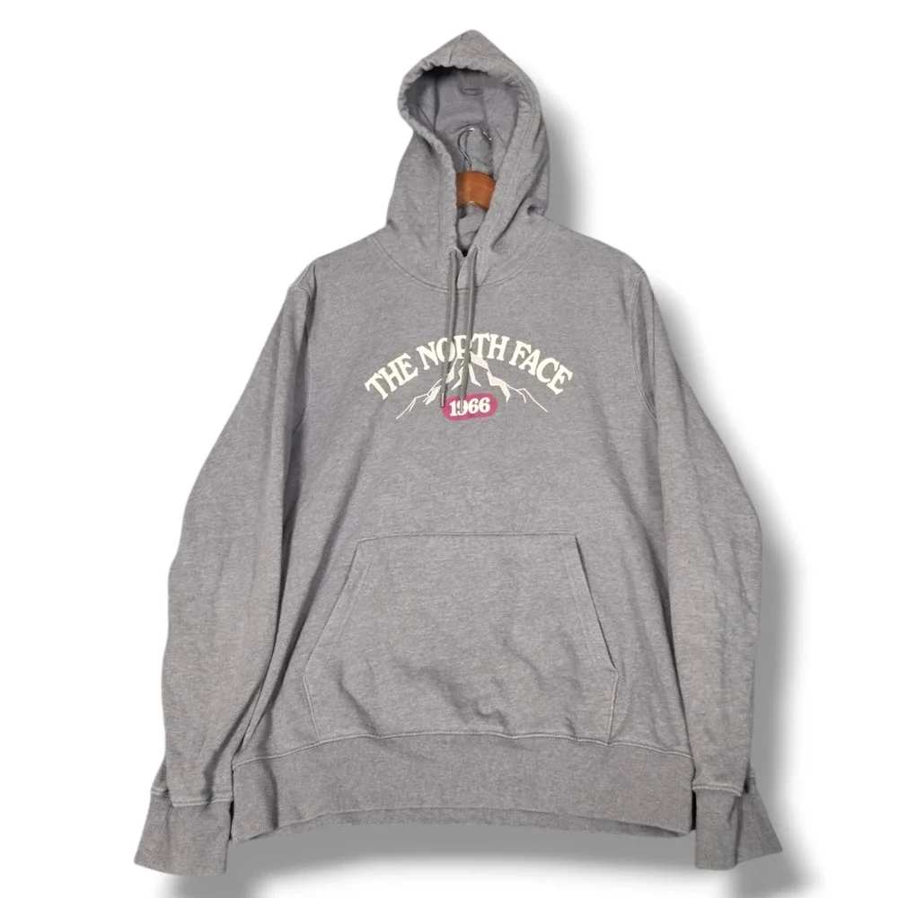 The North Face Pullover Hoodie Mens Large Grey 1966 Graphic Circular Design Logo